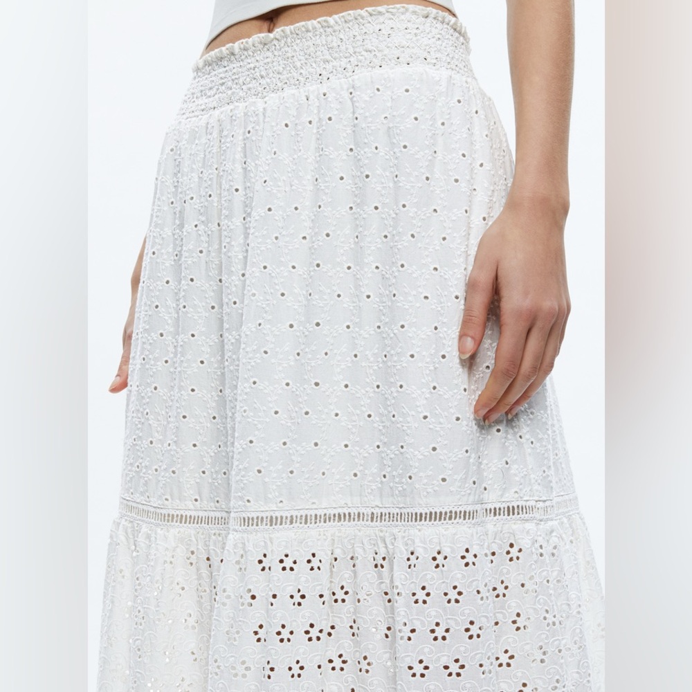NWT ALICE + OLIVIA REISE PANELLED MAXI SKIRT OFF WHITE SZ 10 - Picture 4 of 11
